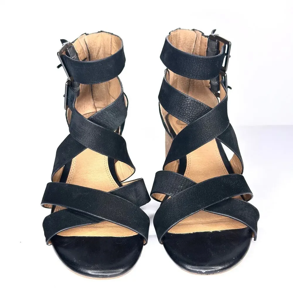 GIANNI BINI Size 6.5 US Suede Leather Strappy Block Heel Sandals
